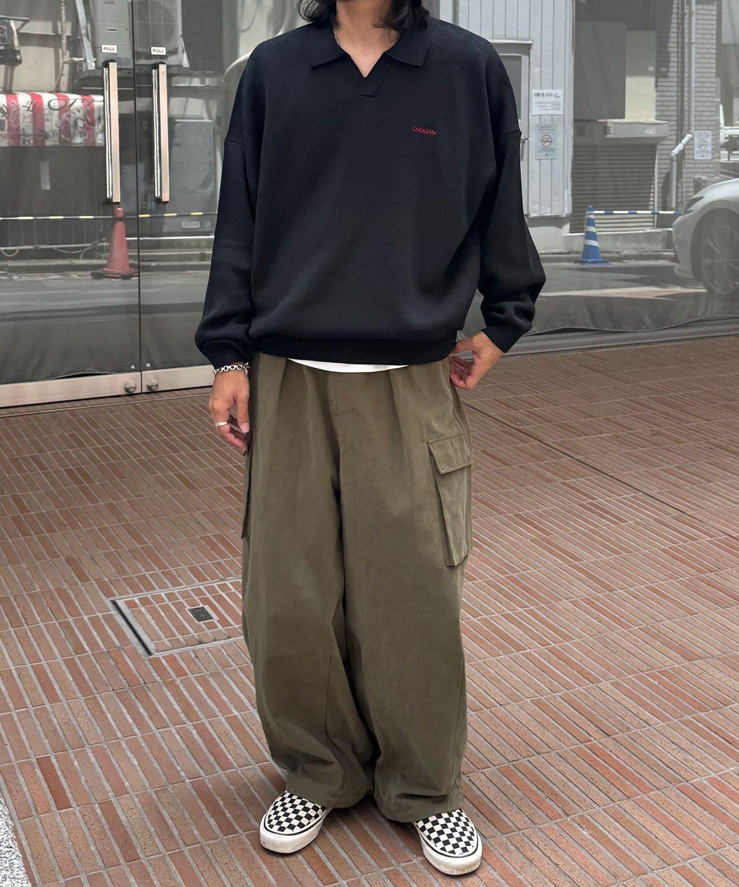 條紋長袖針織polo衫