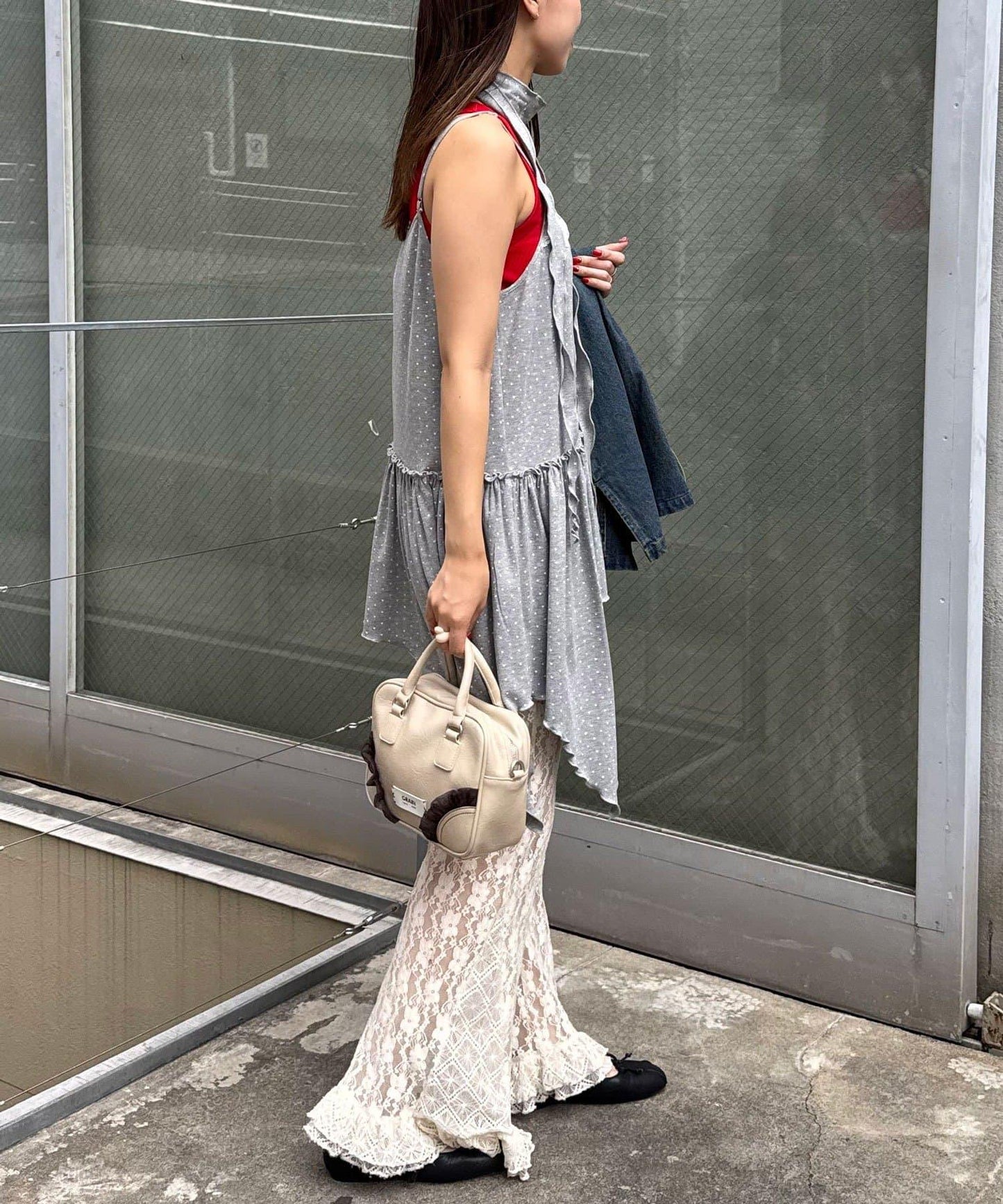 吊帶套裝圓點不對稱吊帶連衣裙