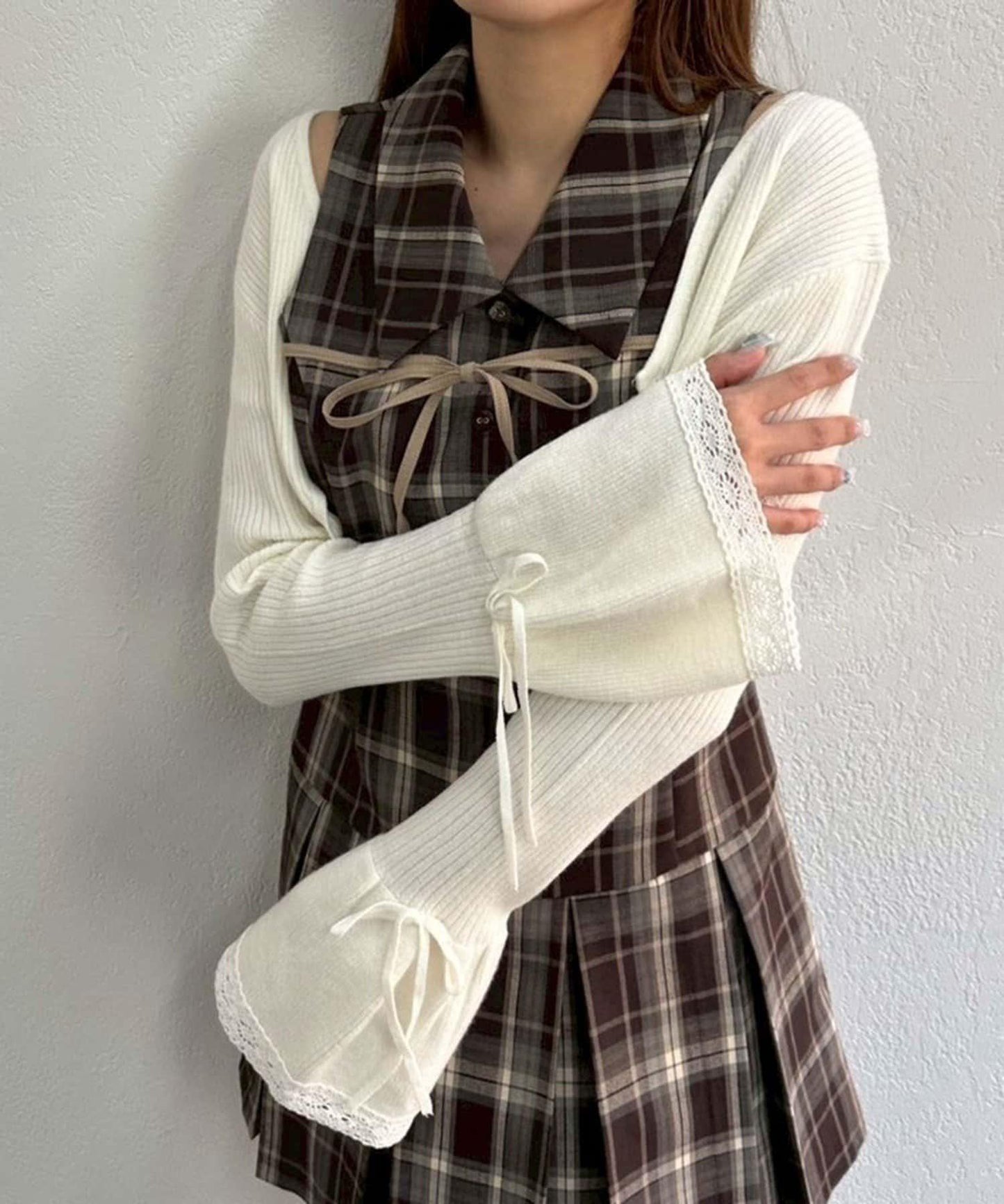 波浪袖蝴蝶結短外套