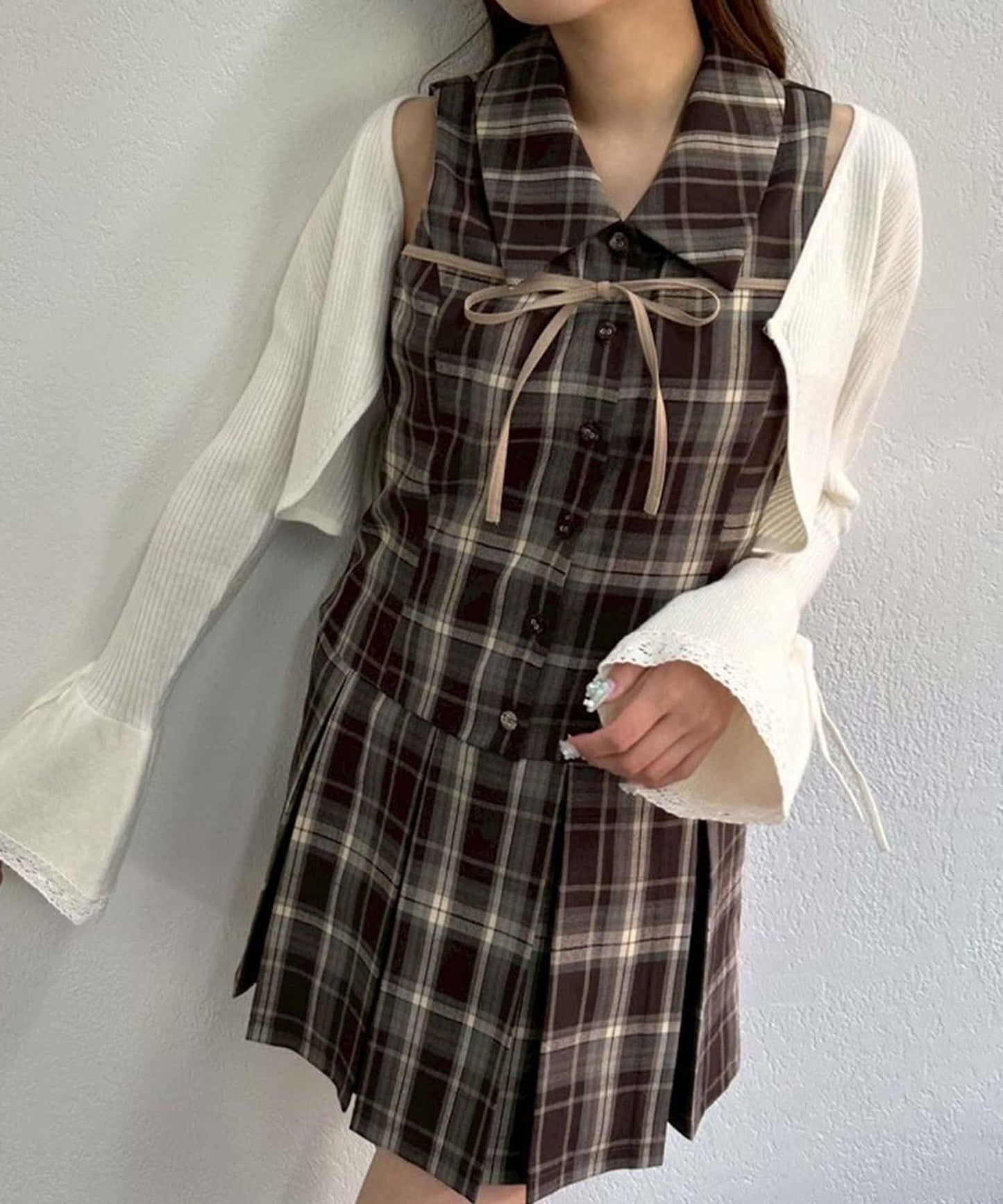 波浪袖蝴蝶結短外套