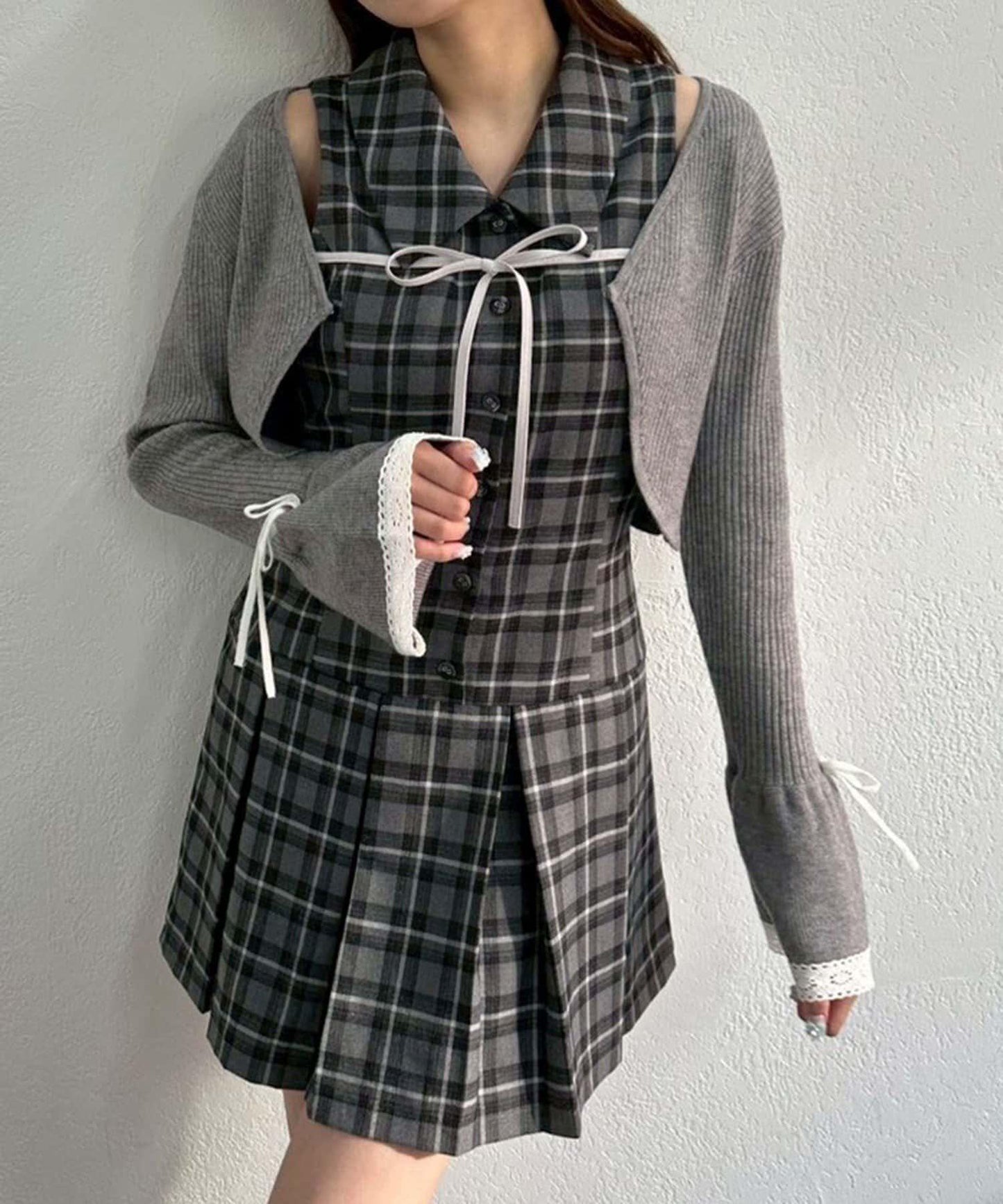 波浪袖蝴蝶結短外套