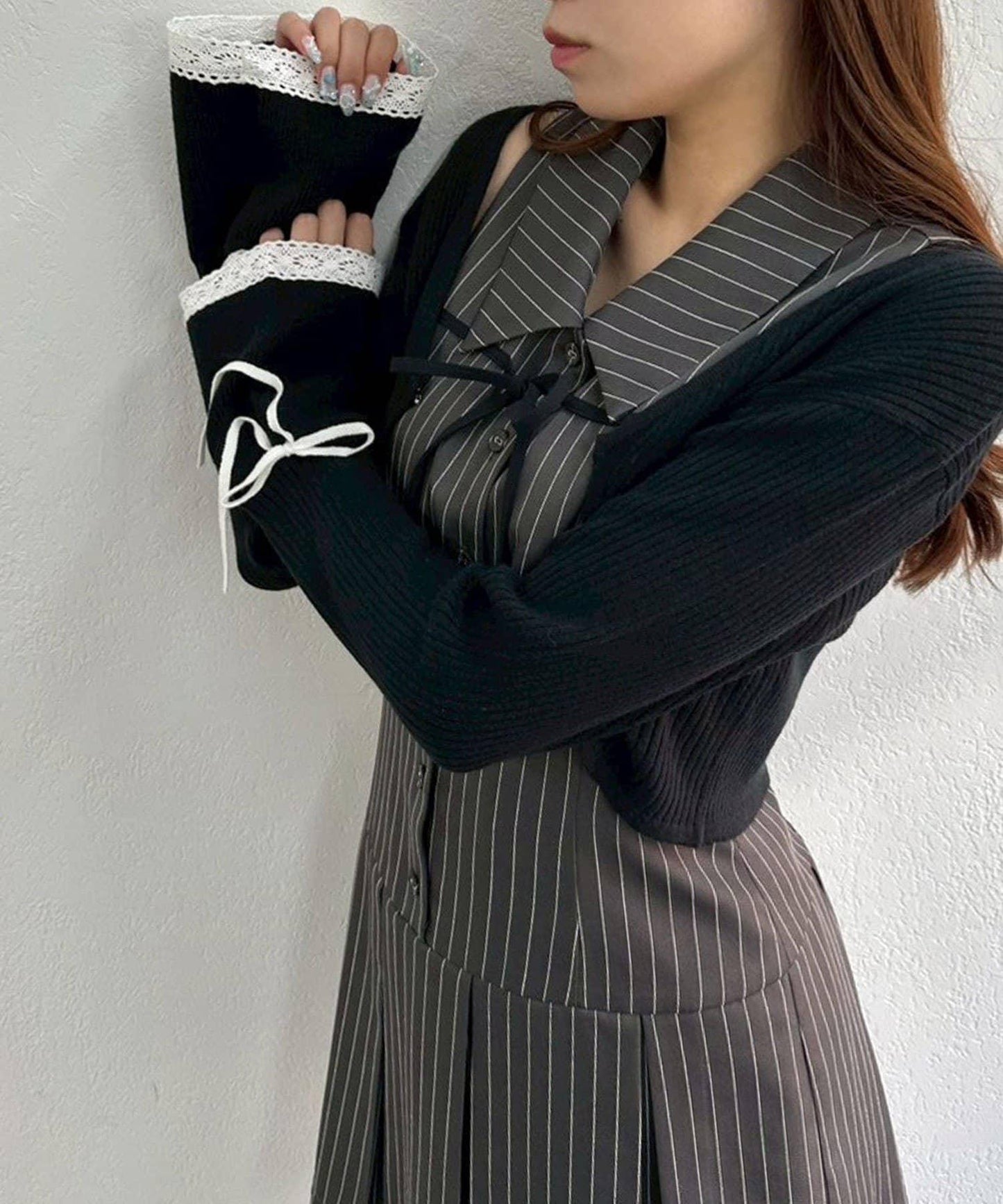 波浪袖蝴蝶結短外套