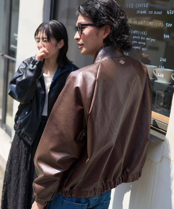 仿皮立領夾克