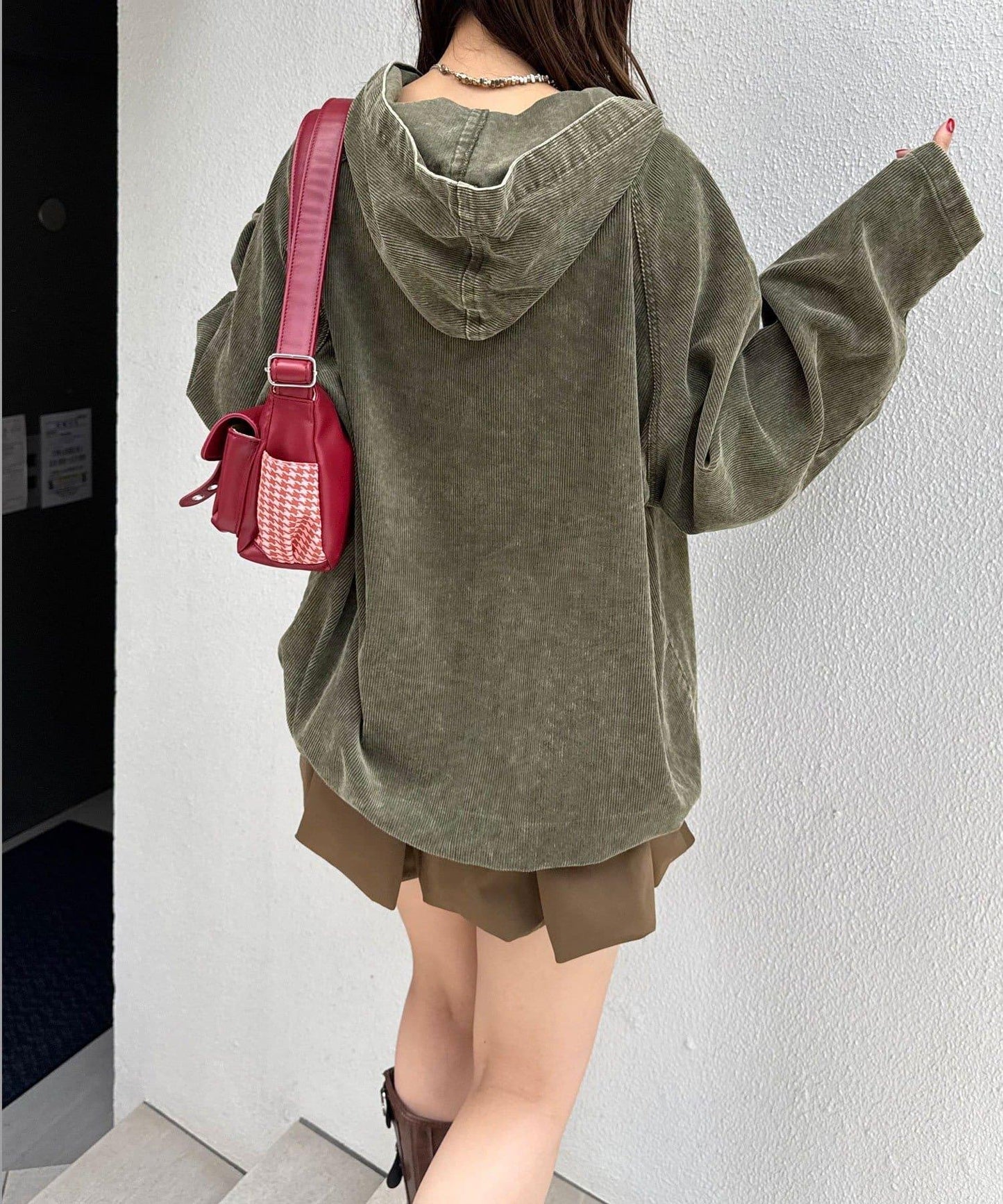 【UNESS/ユーネス】工藝燈芯絨套頭衫連帽外套
