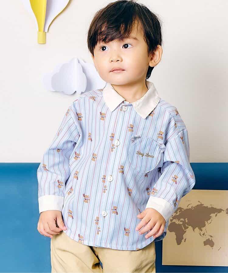 tiny bear 條紋拼接襯衫