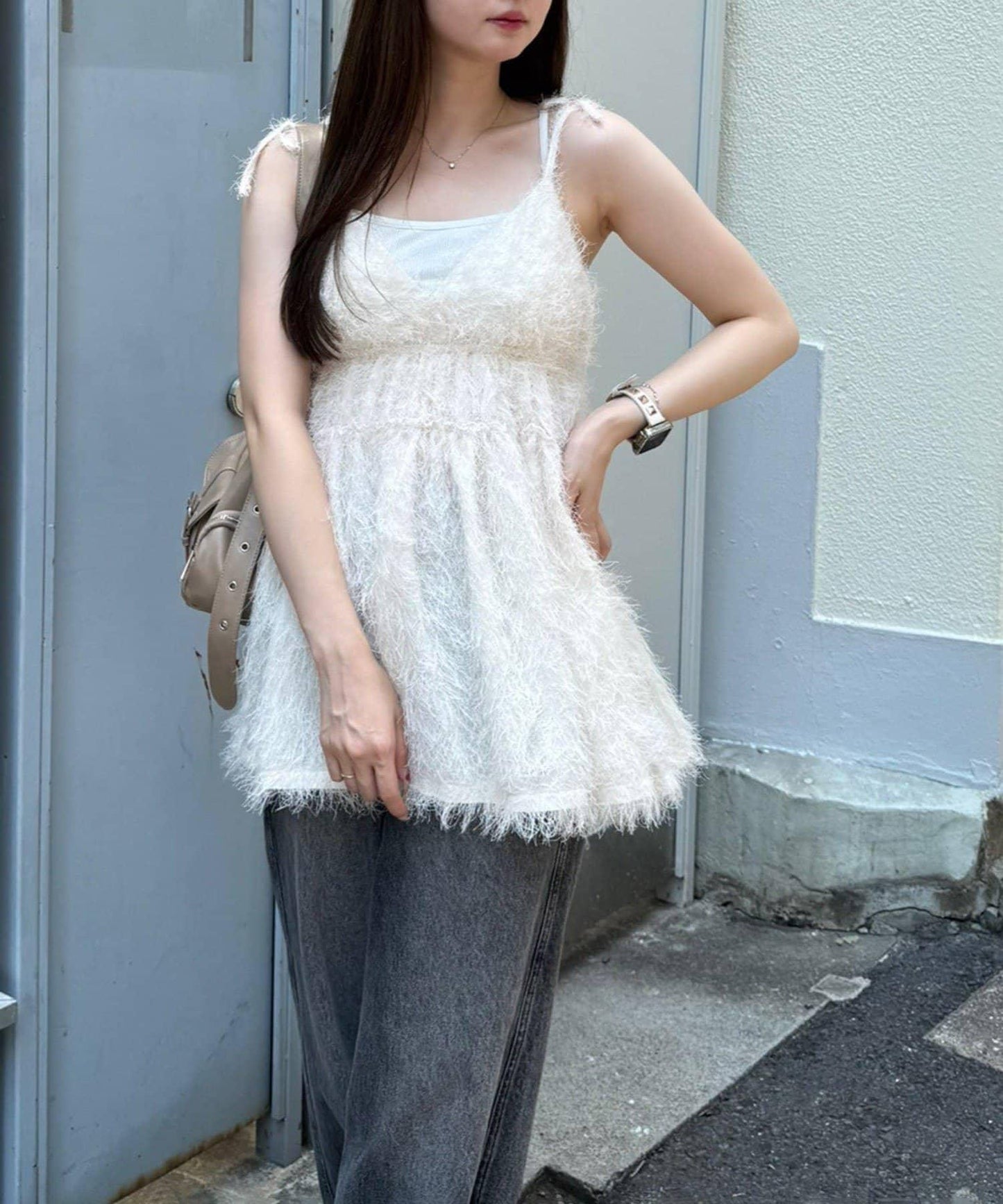 蓬鬆吊帶背心