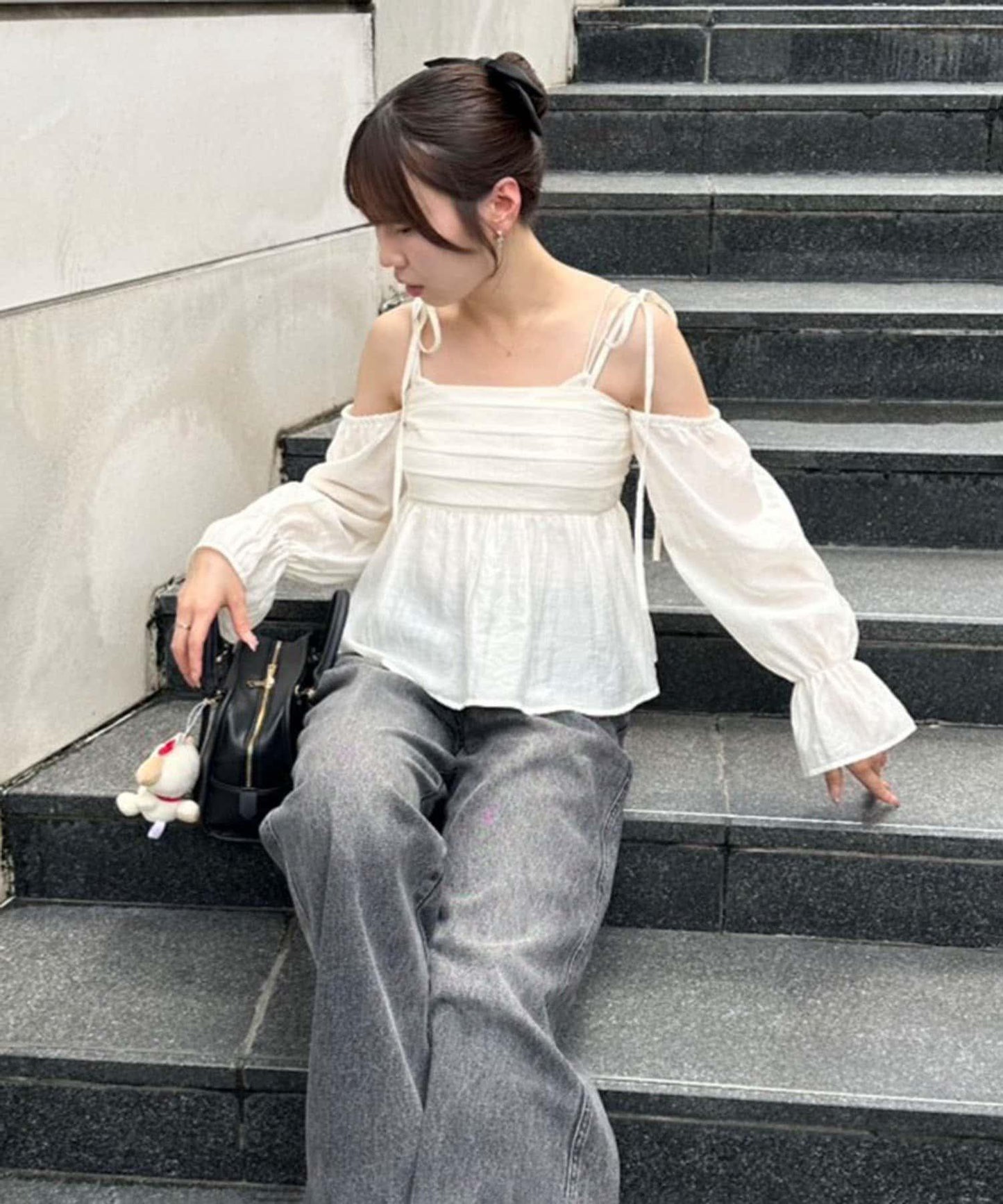 【適合夏秋季穿著】袖子可兩穿抽褶襯衫