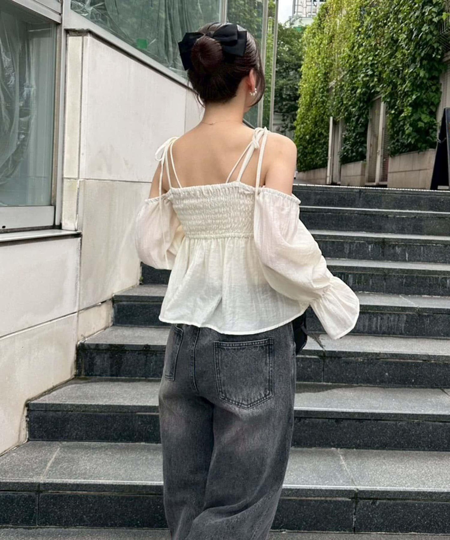 【適合夏秋季穿著】袖子可兩穿抽褶襯衫