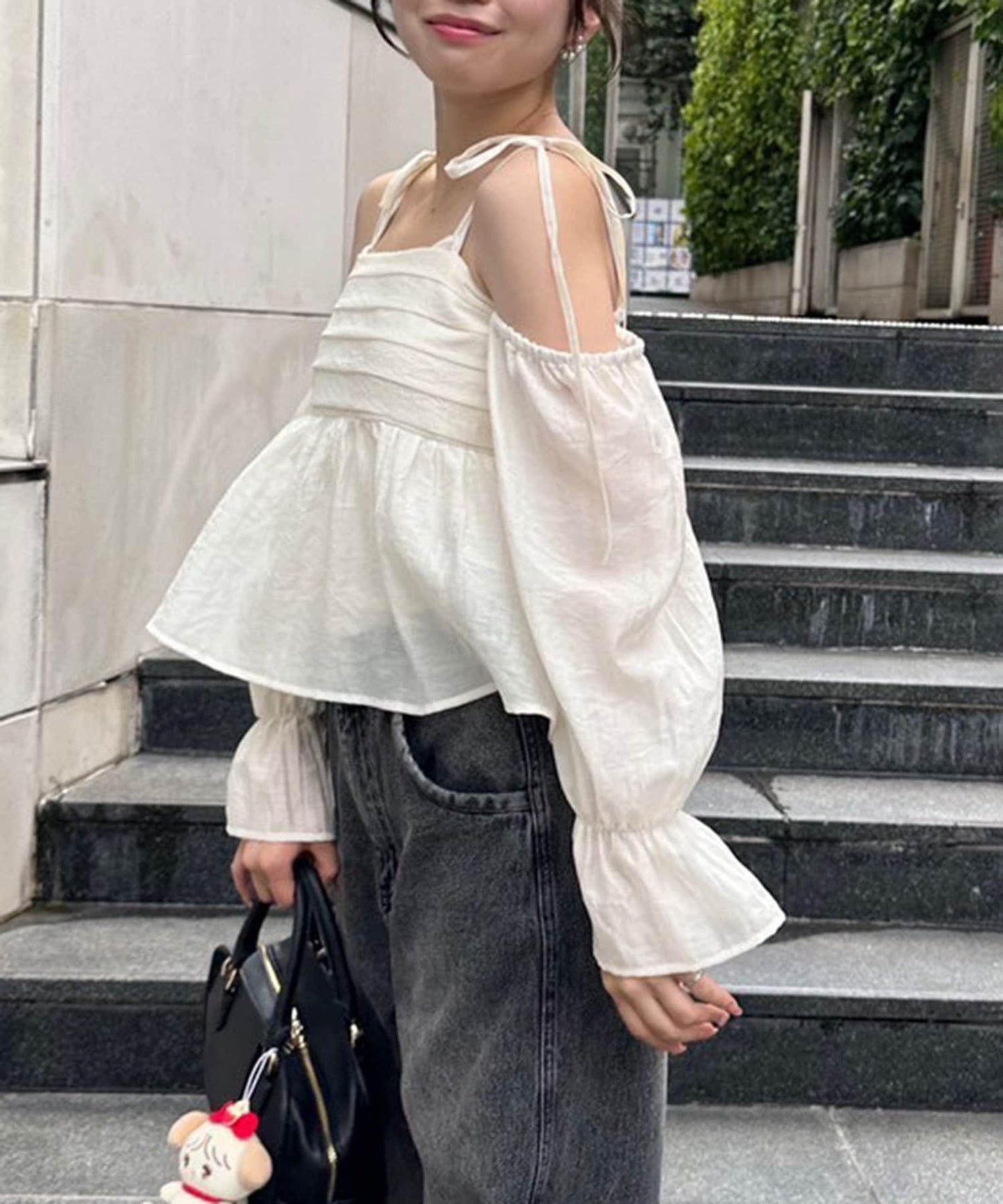 【適合夏秋季穿著】袖子可兩穿抽褶襯衫