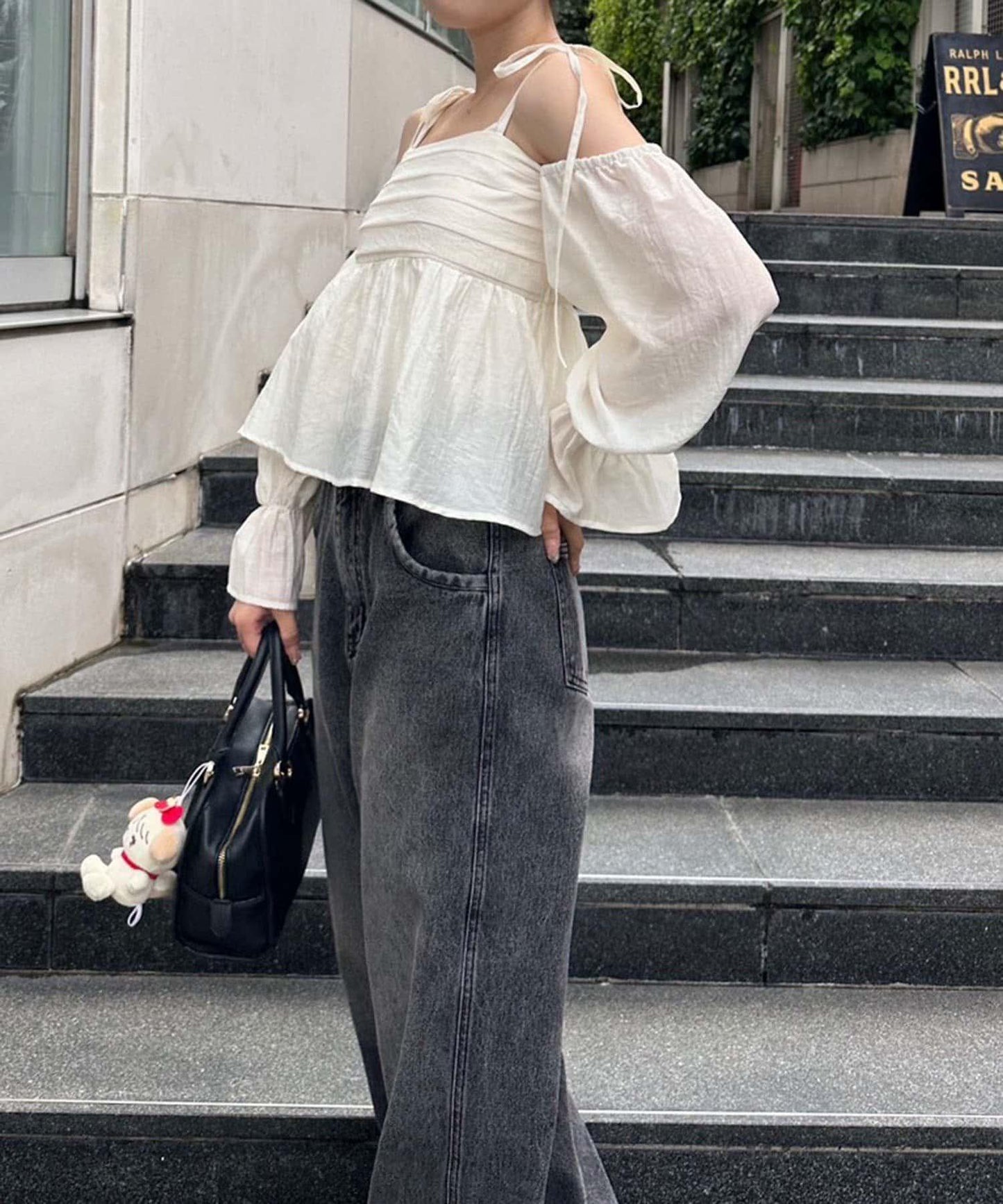 【適合夏秋季穿著】袖子可兩穿抽褶襯衫