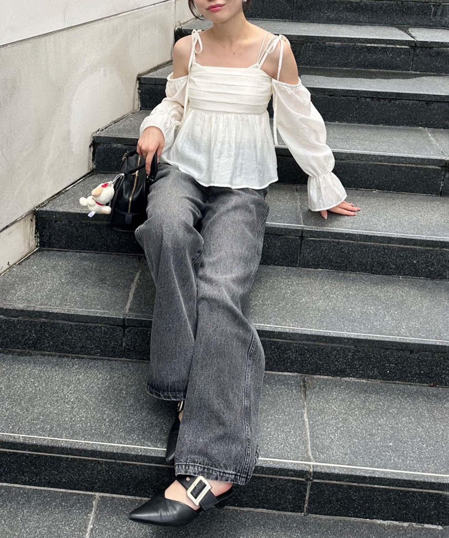 【適合夏秋季穿著】袖子可兩穿抽褶襯衫