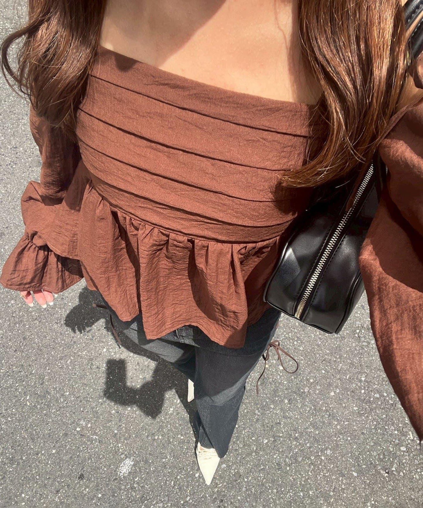 【適合夏秋季穿著】袖子可兩穿抽褶襯衫