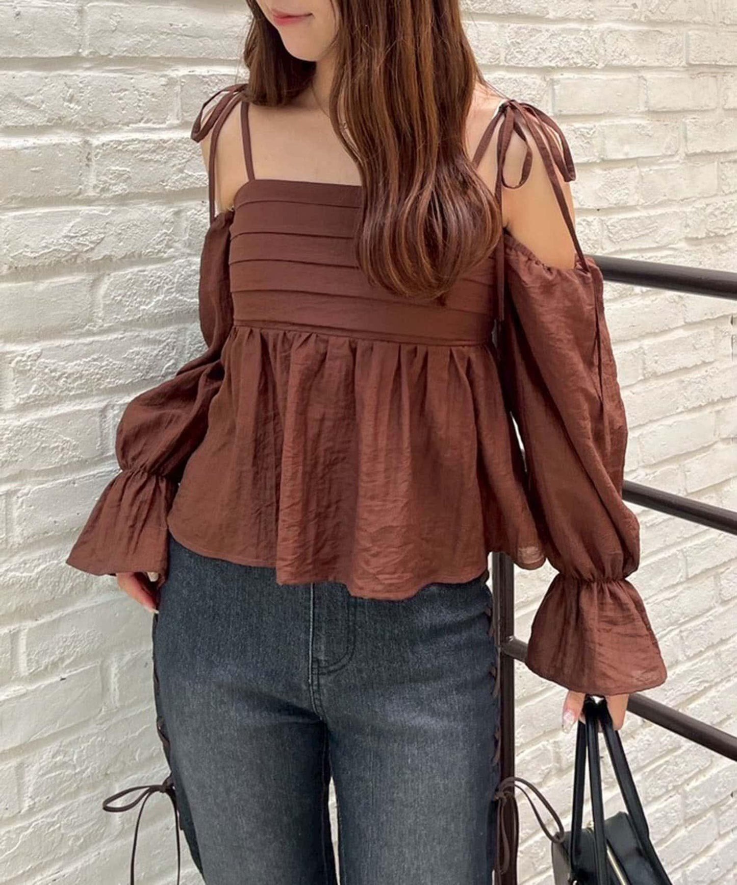 【適合夏秋季穿著】袖子可兩穿抽褶襯衫