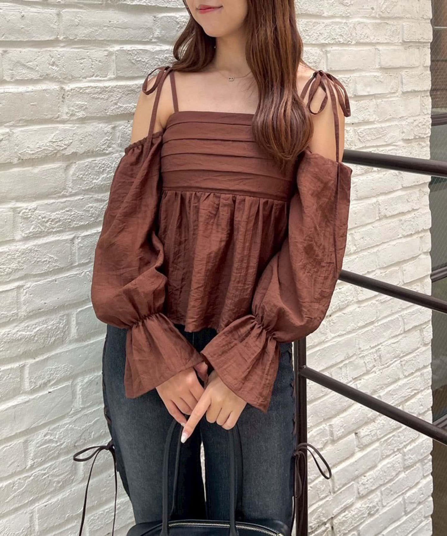 【適合夏秋季穿著】袖子可兩穿抽褶襯衫