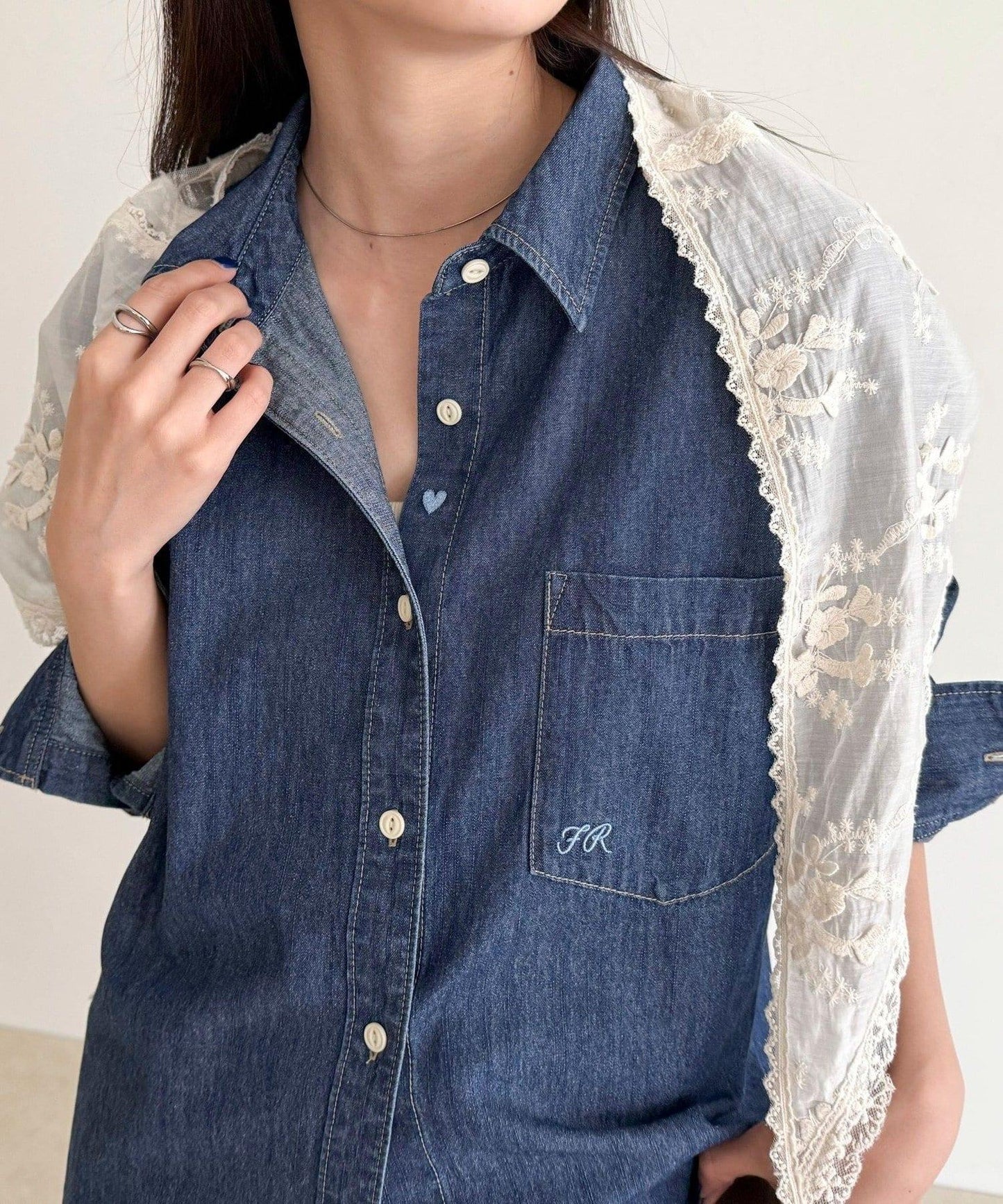 【人氣復刻】FR刺繡牛仔襯衫
