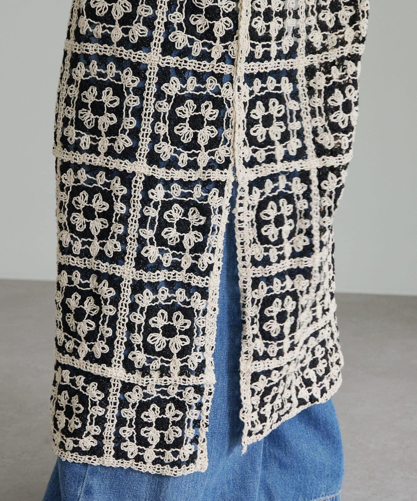【25AW】拼色鉤針編織風連衣裙