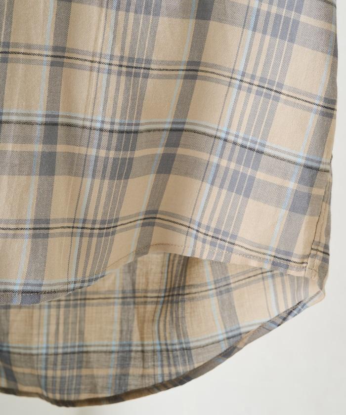 寬鬆版型格子寬袖襯衫