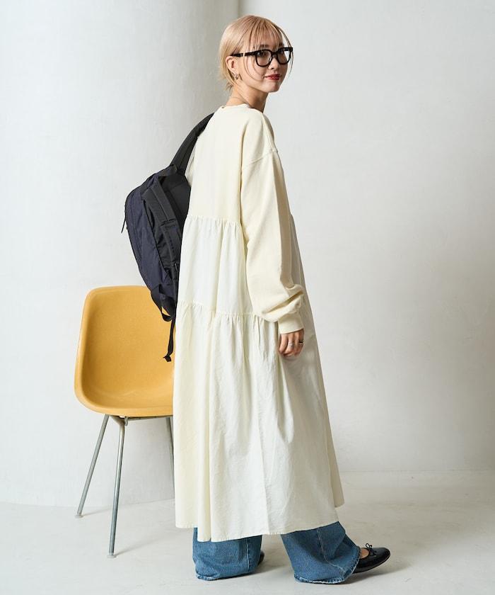 水洗工藝拼接層疊連衣裙