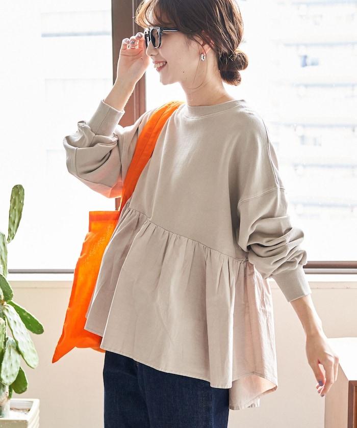 水洗工藝荷葉邊長袖上衣