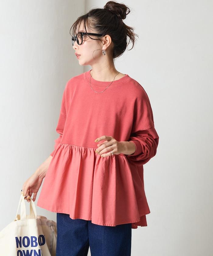 水洗工藝荷葉邊長袖上衣