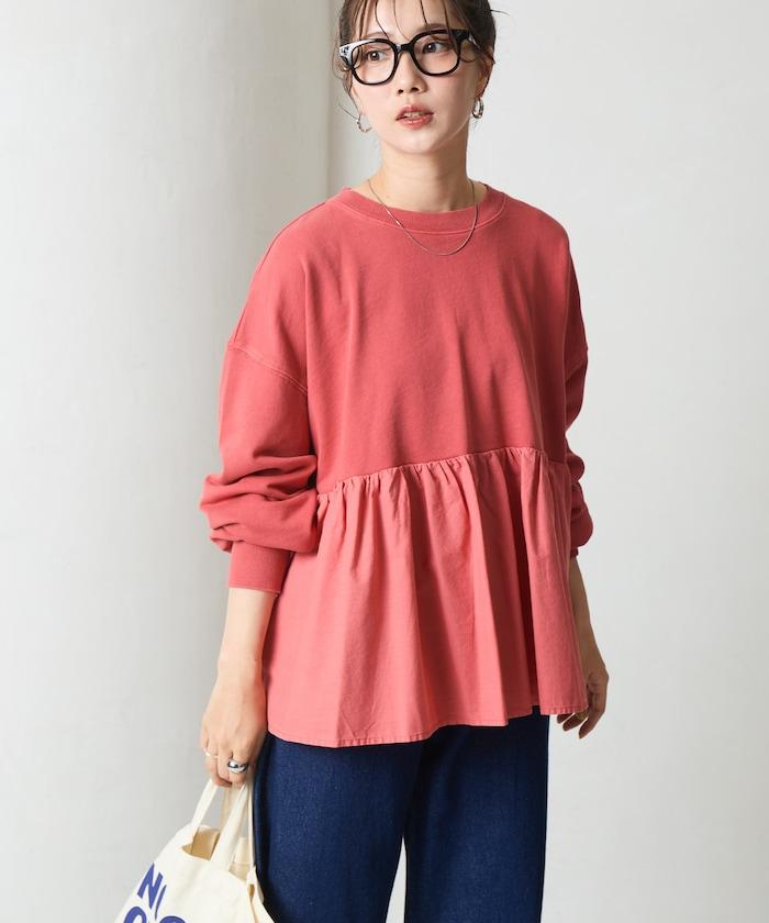 水洗工藝荷葉邊長袖上衣