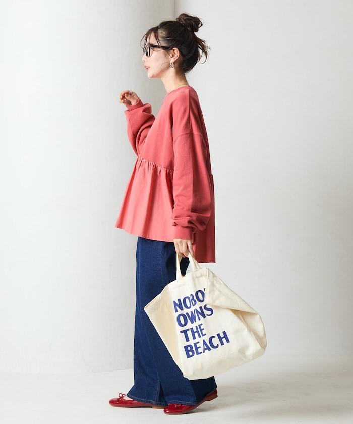 水洗工藝荷葉邊長袖上衣