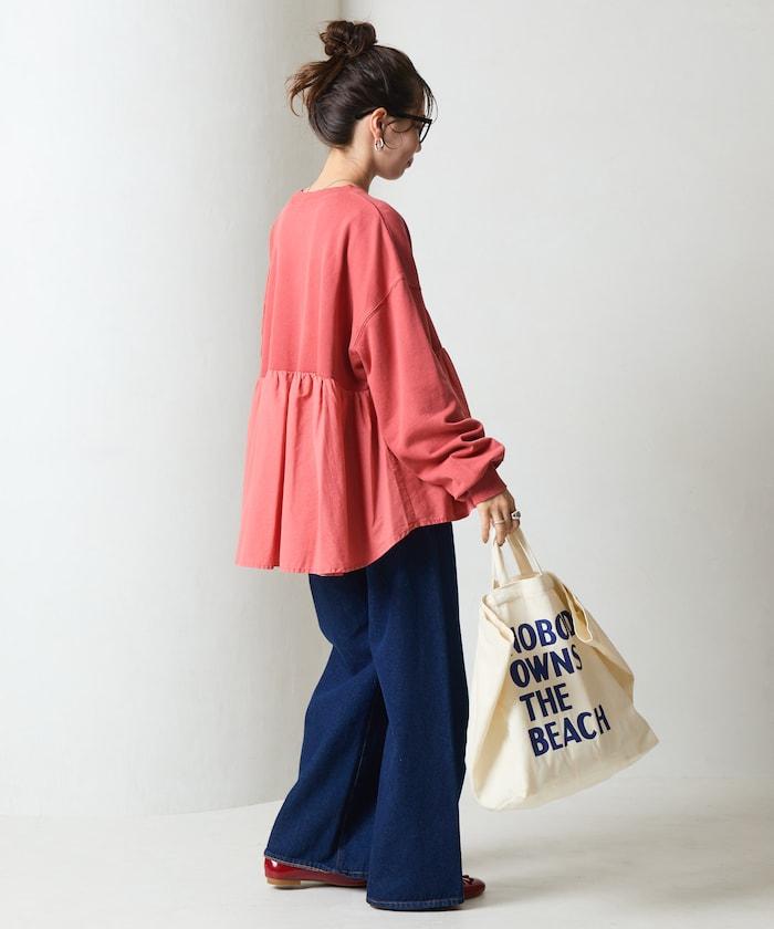 水洗工藝荷葉邊長袖上衣