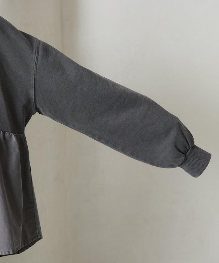 水洗工藝荷葉邊長袖上衣