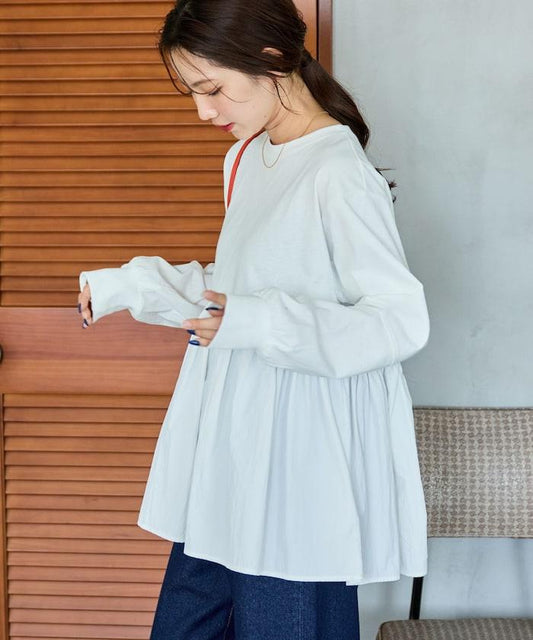 拼接布帛拼接層疊設計套頭衫