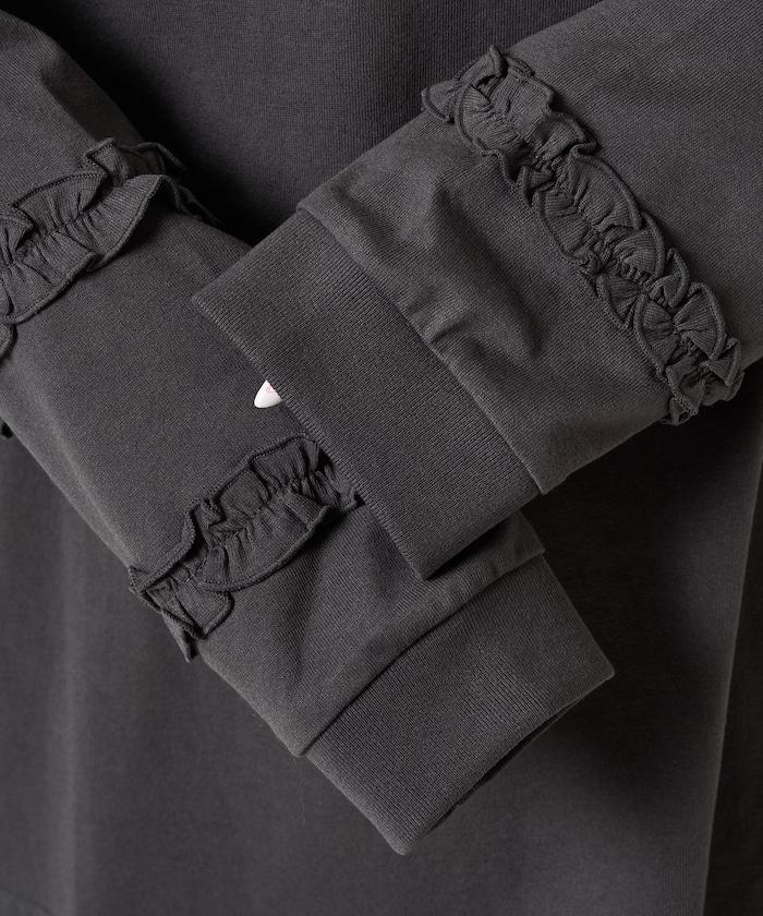 袖部荷葉邊疊層長袖T恤