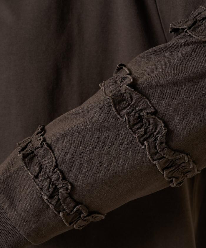 袖部荷葉邊疊層長袖T恤