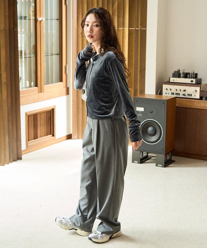 天鵝絨紐扣開衫