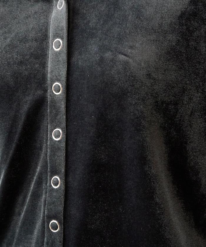 天鵝絨紐扣開衫