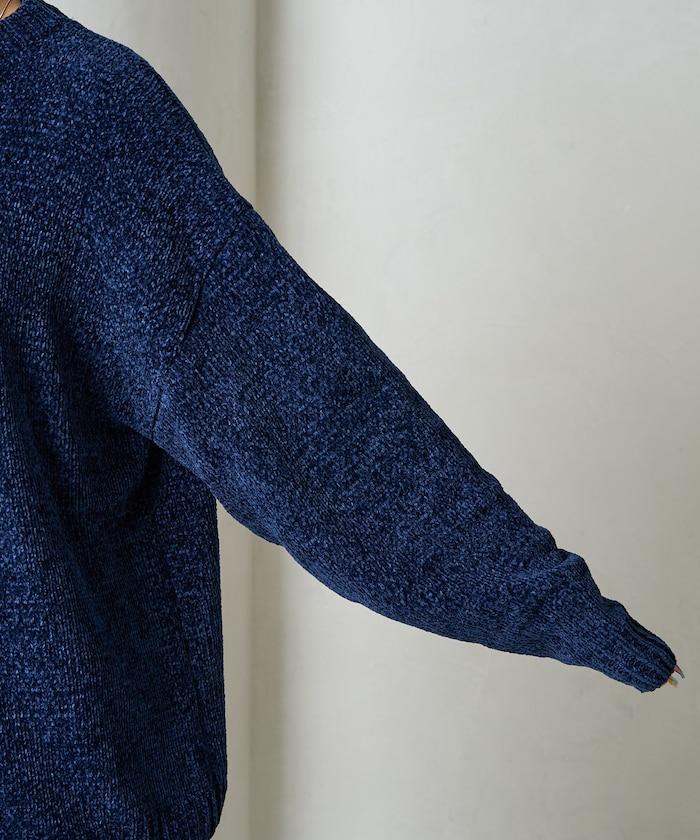 花卉絨球針織套頭衫