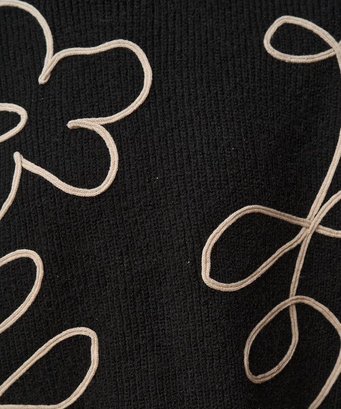 刺繡花卉圖案針織套頭衫