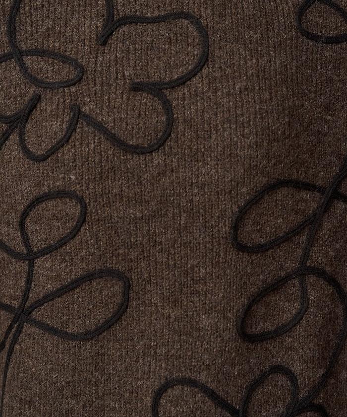 刺繡花卉圖案針織套頭衫