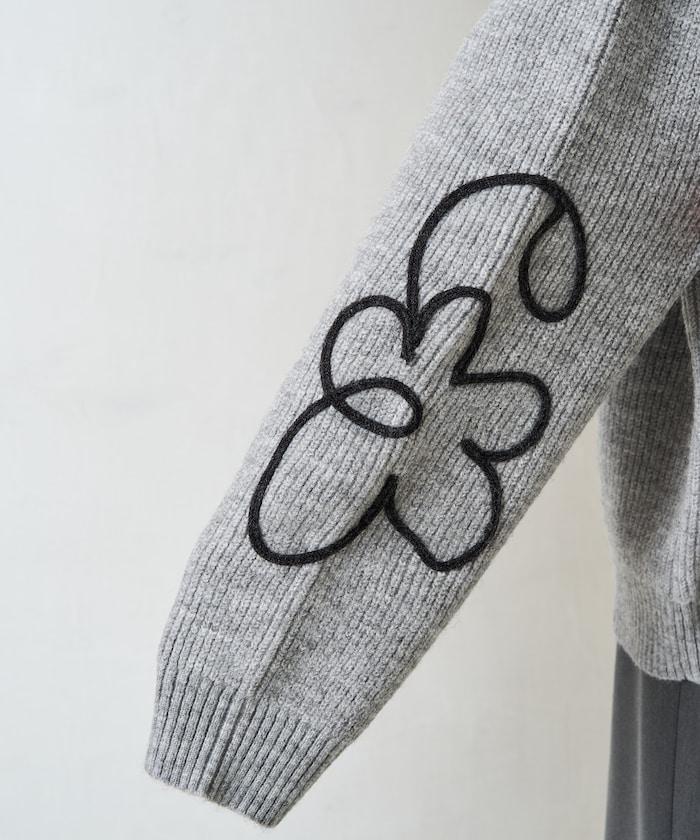 刺繡花卉圖案針織套頭衫