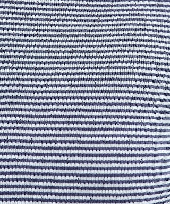 貝殼褶皺針織條紋五分袖T恤