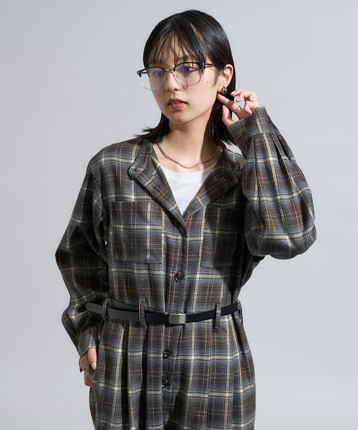 格紋連體褲