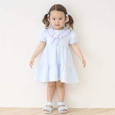 帶兔子玩偶水手領連衣裙