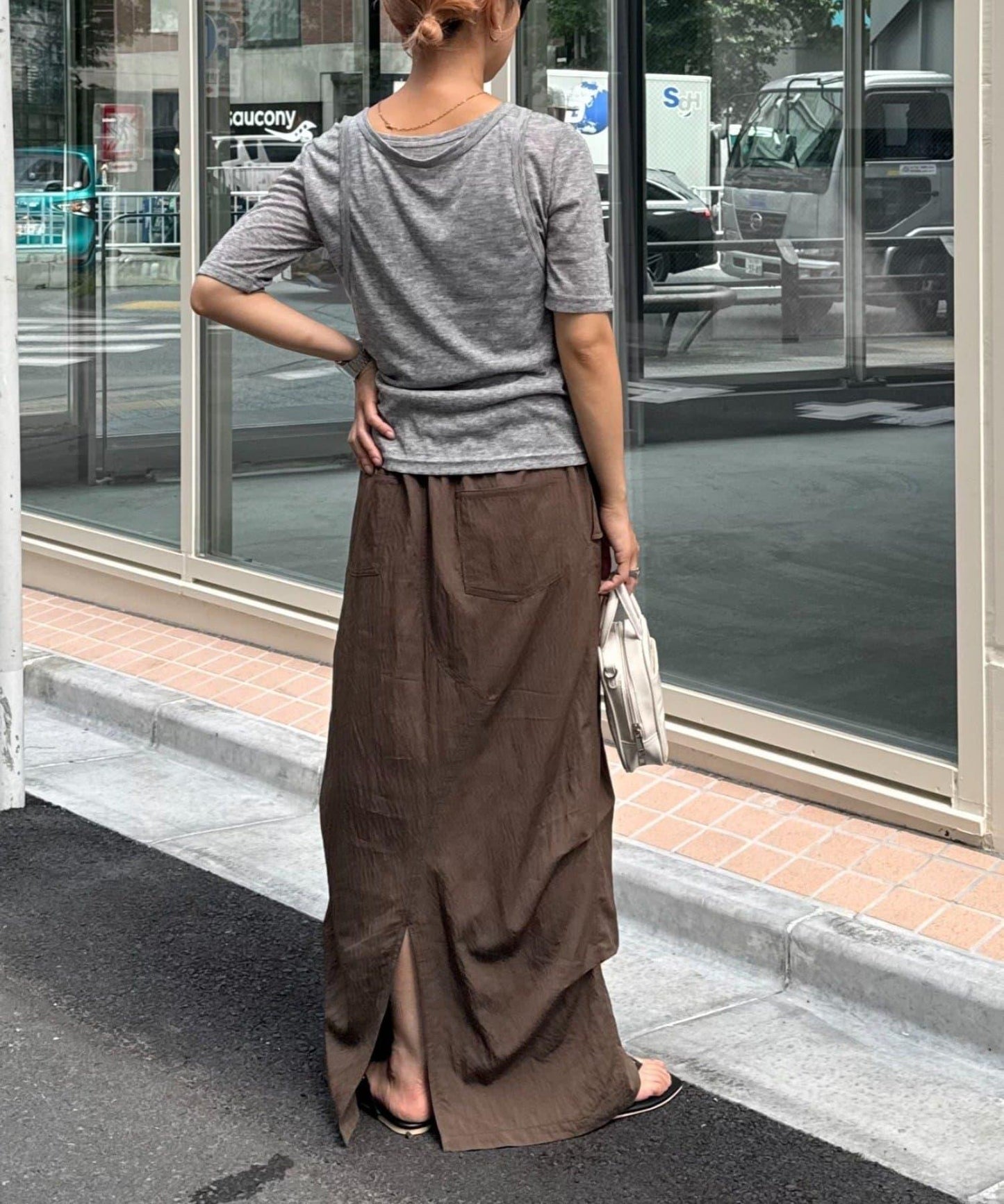 光澤尼龍復古風軍裝裙