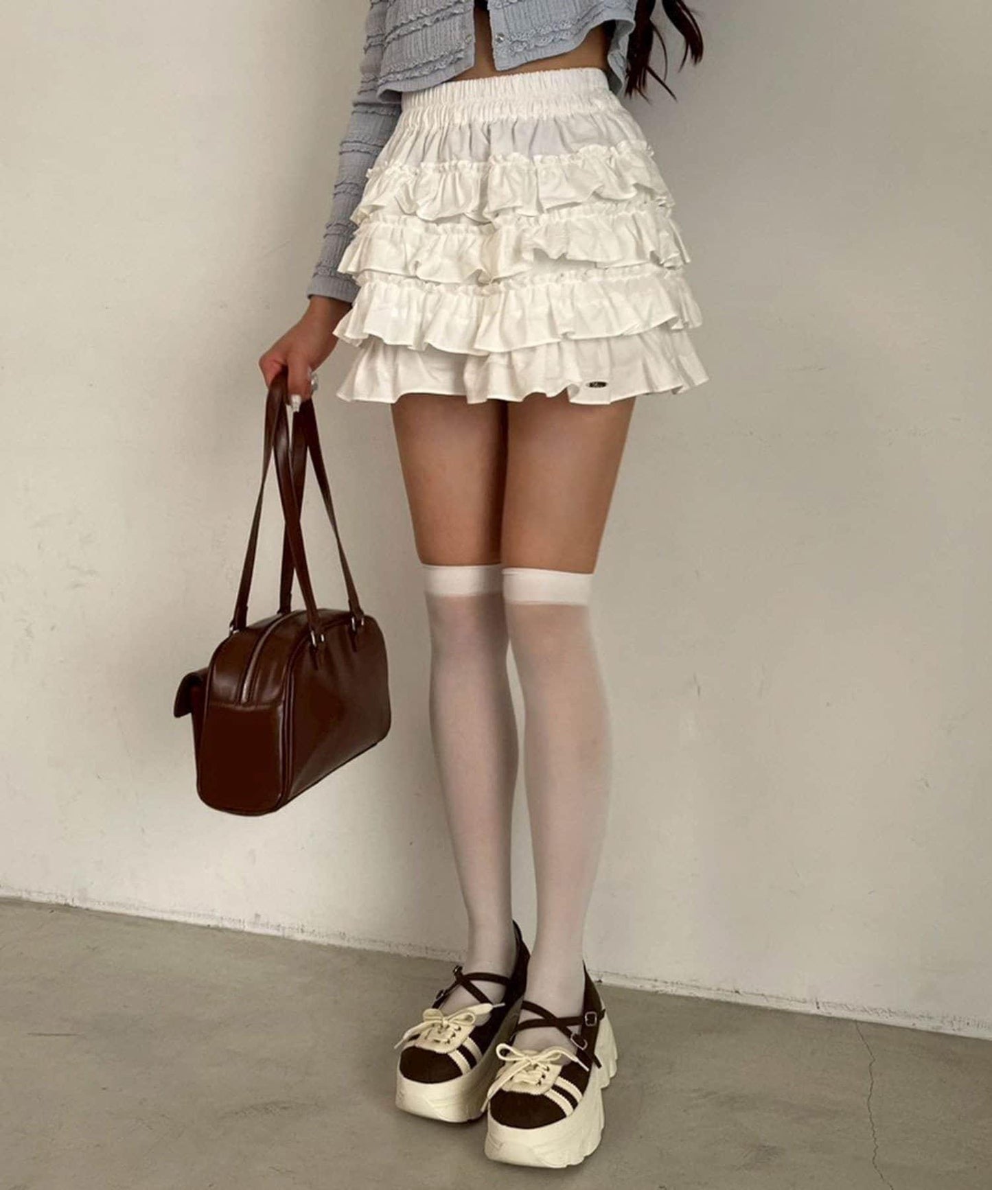 蓬鬆層疊迷你裙褲