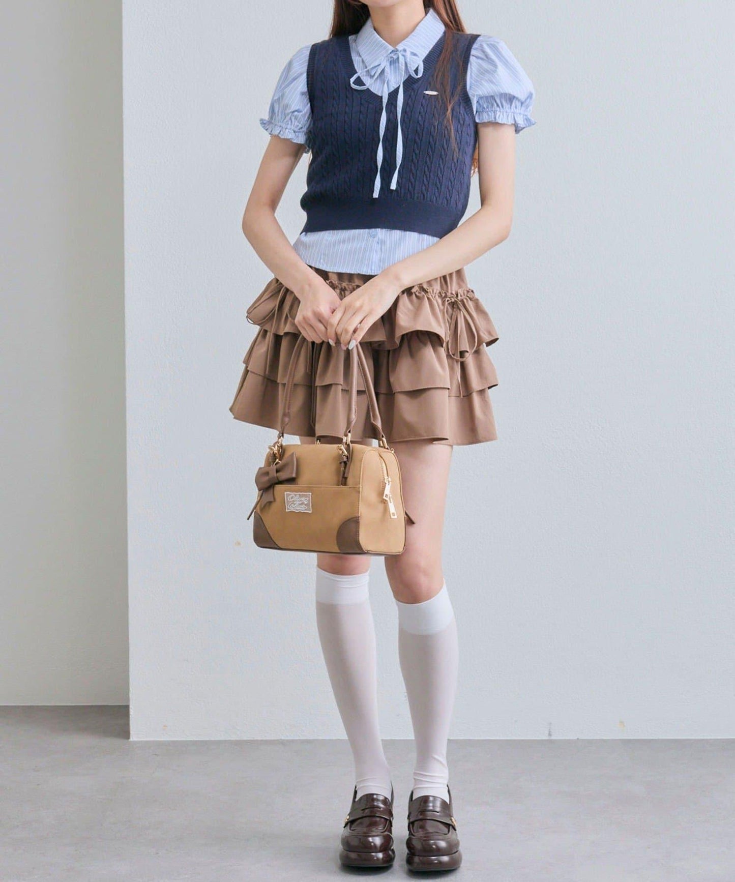 襯衫×針織馬甲套裝