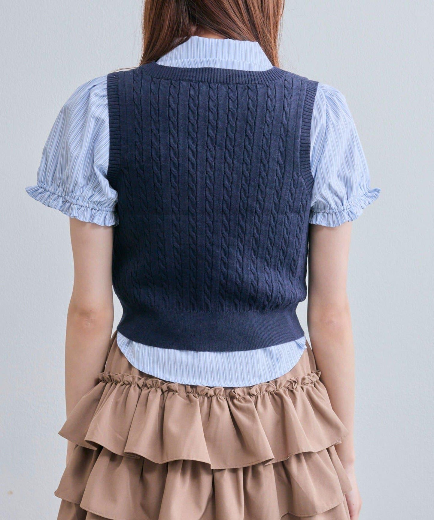 襯衫×針織馬甲套裝