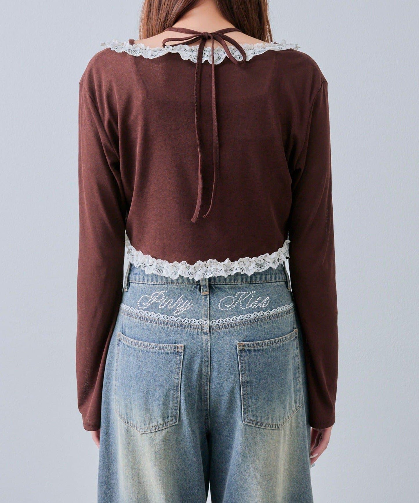 蕾絲荷葉邊短外套套裝