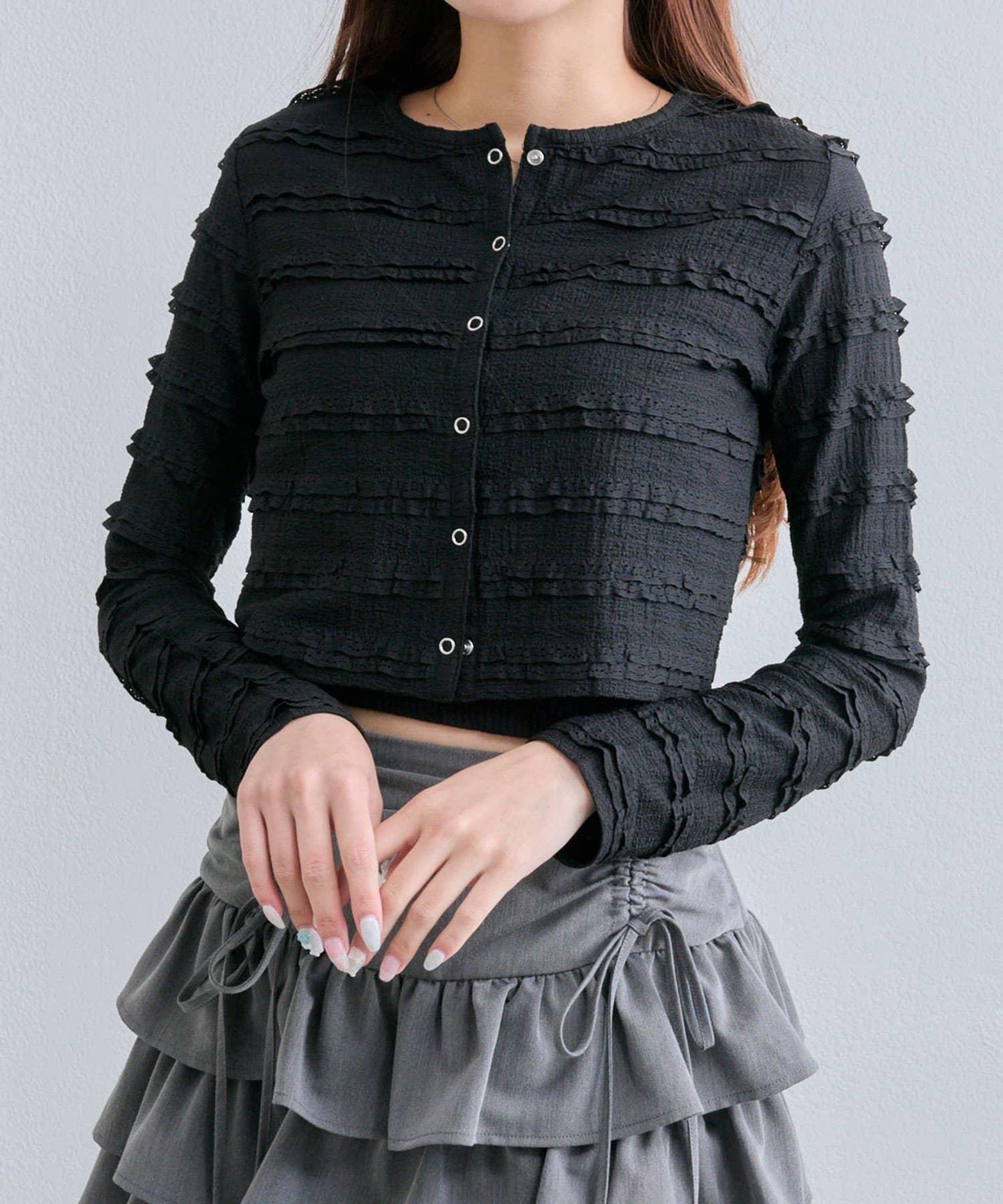 蕾絲紐扣開衫
