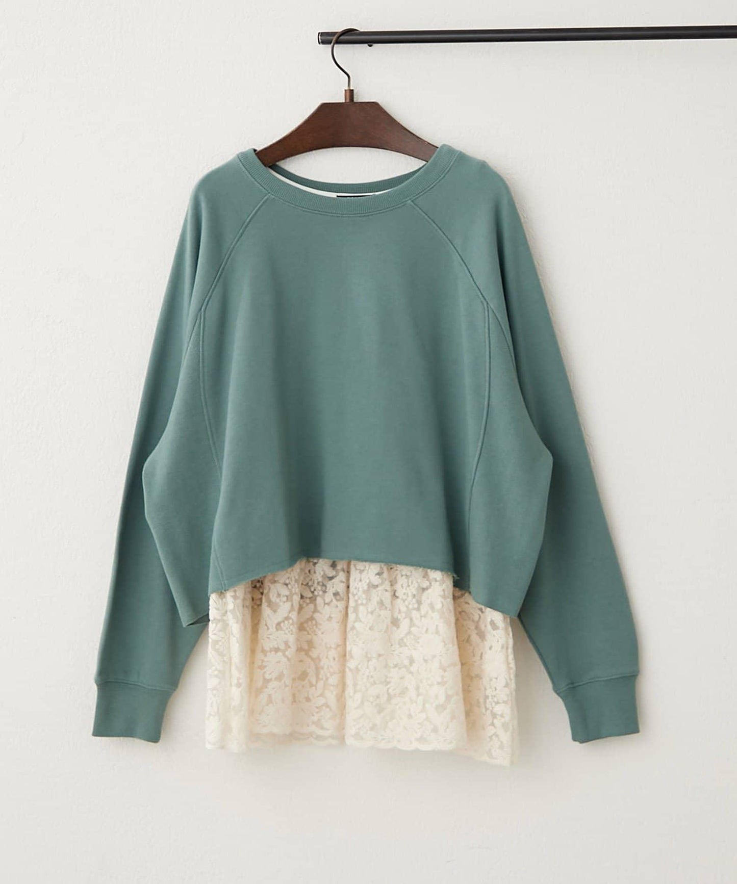 【2件套】毛圈布上衣+蕾絲拼接無袖上衣