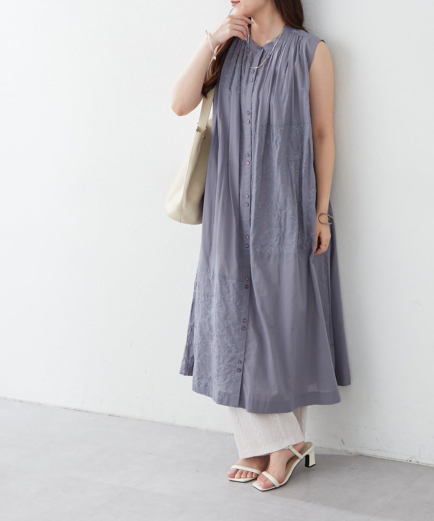 【NAO】印度棉100% 刺繡無袖連衣裙