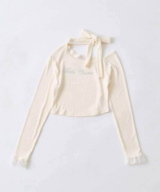 【Belle Charme】水鑽字母蝴蝶結T恤