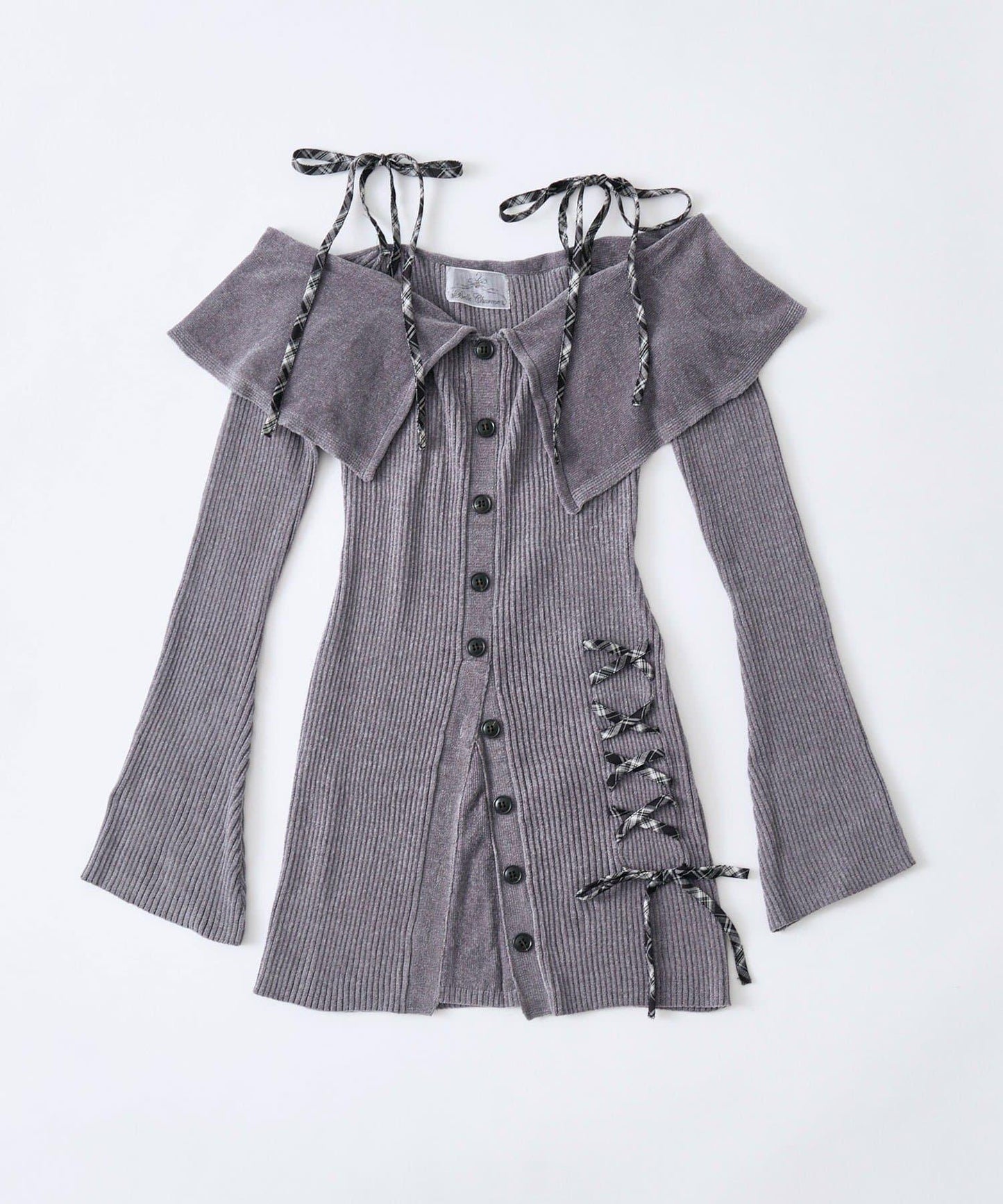 【Belle Charme】繫帶露肩針織連衣裙